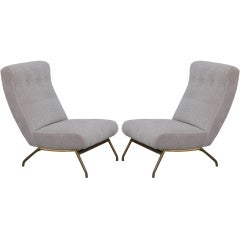 Pair of comfortable French lounge chairs by Joseph-André Motte