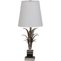 Elegant silver and black French table lamp