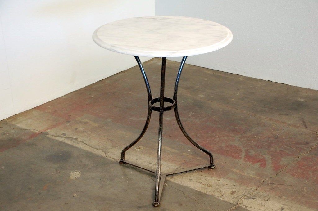 French industrial cafe table with marble top 1