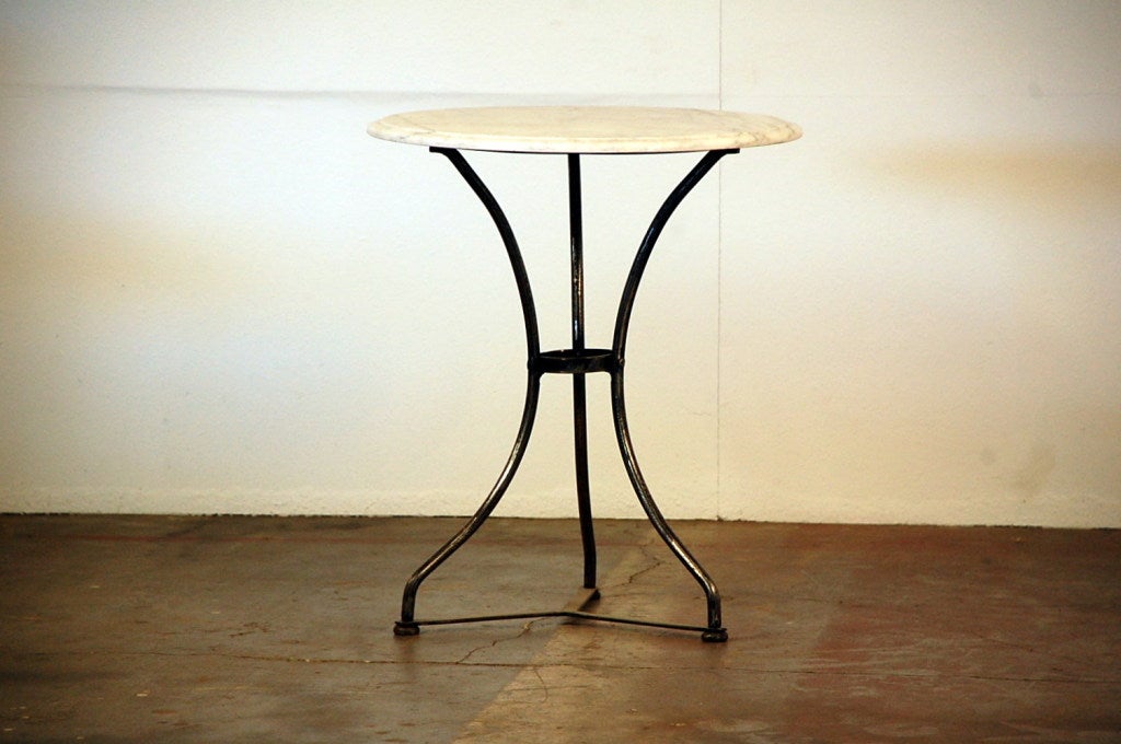 French industrial cafe table with marble top 2