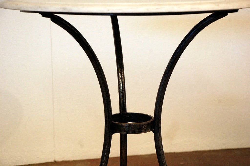 French industrial cafe table with marble top 3