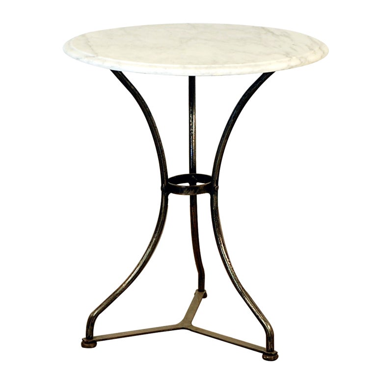 French industrial cafe table with marble top