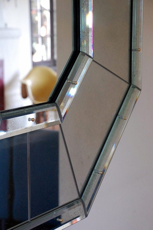 Beveled Large 'Octogone' Faceted Mirror by Design Frères For Sale