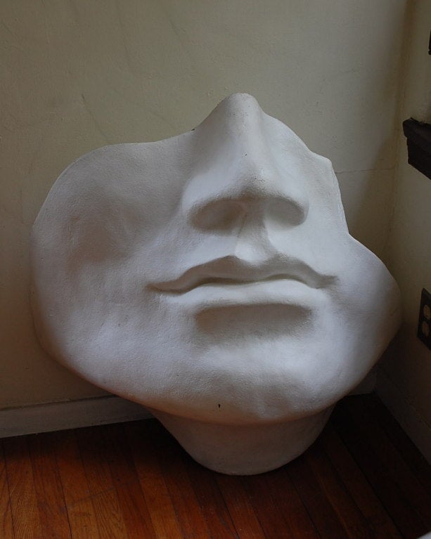 American Unusual Large Faux Plaster Face Sculpture