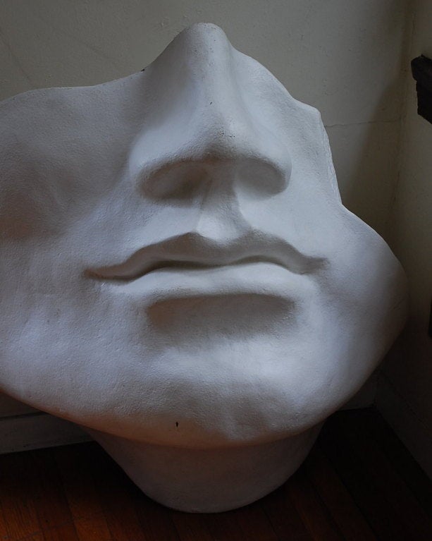 20th Century Unusual Large Faux Plaster Face Sculpture