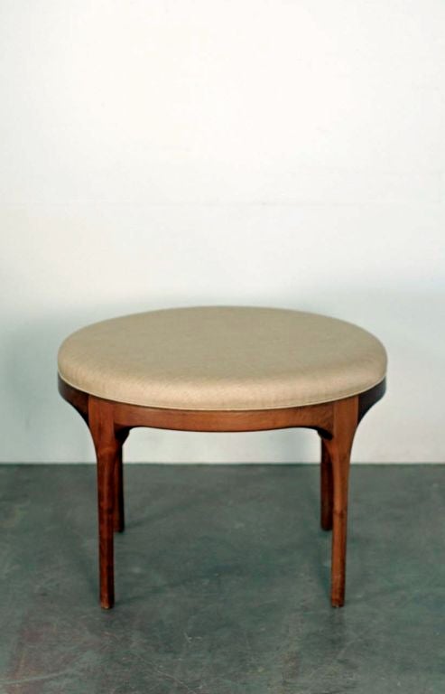 Mid-century round teak ottoman / coffee table at 1stDibs