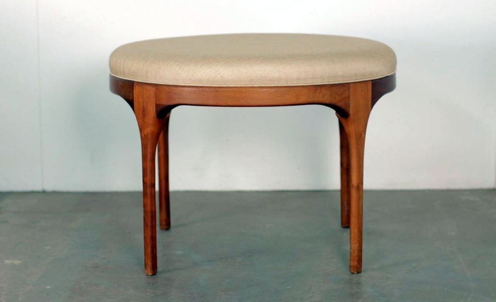 Scandinavian Mid-century round teak ottoman / coffee table