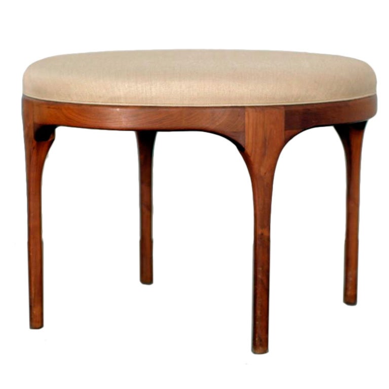 Mid-century round teak ottoman / coffee table