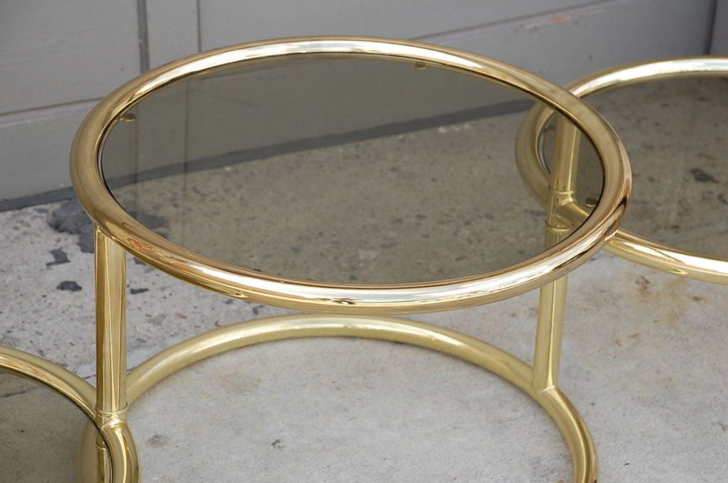 Extendable brass and smoked glass coffee table 3