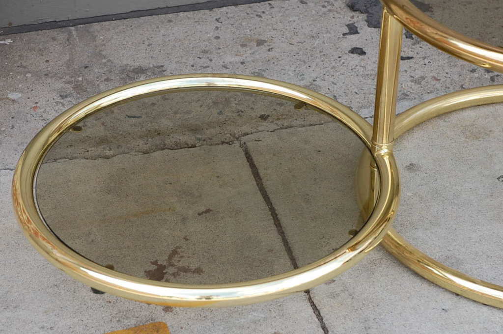 Extendable brass and smoked glass coffee table 4