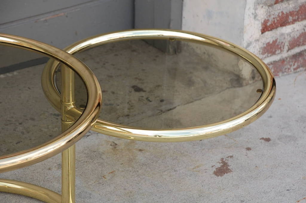 Extendable brass and smoked glass coffee table 5