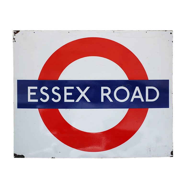 Original enameled London underground subway sign