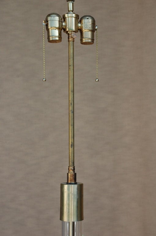 Chic Brass Cylinder Floor Lamp with Custom Black/Gilt Shade 3
