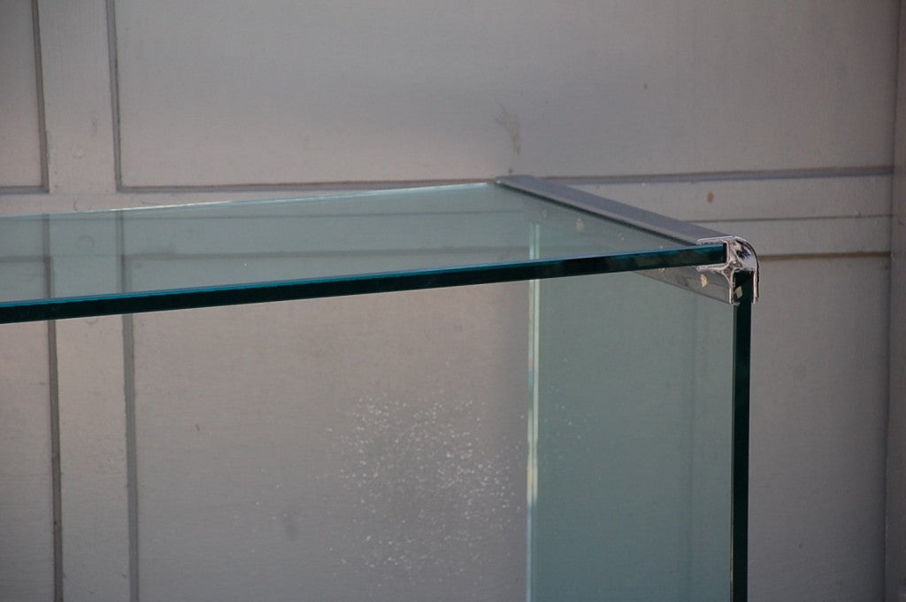 Thick Glass and Chromed Bronze Console by Pace 1