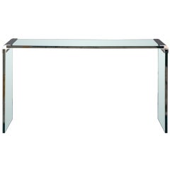 Thick glass and chromed bronze console by Pace 2