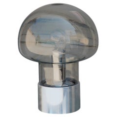 Aluminum and Tinted Glass 70's Mushroom Lamp