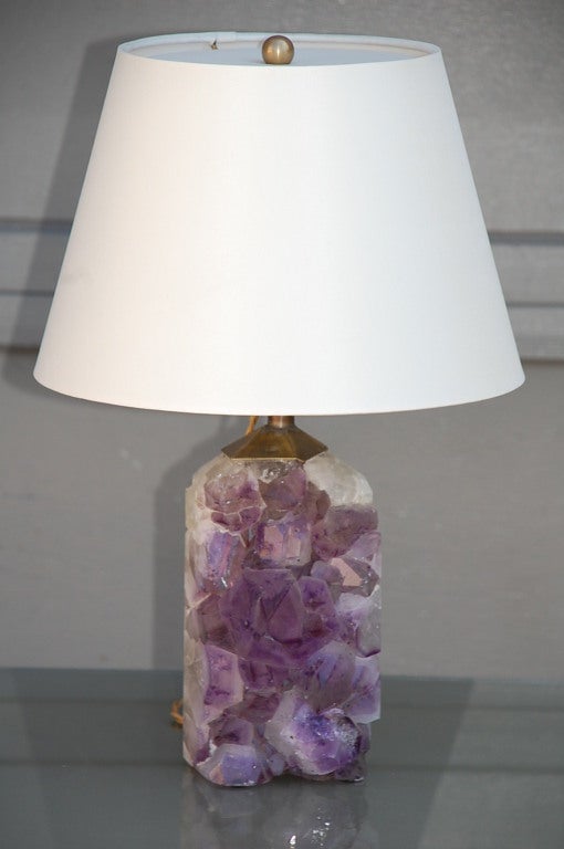 Chic Small Amethyst Quartz 70's Table/Desk Lamp