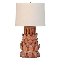 Large Tibetan Painted Wood Ornament Lamp