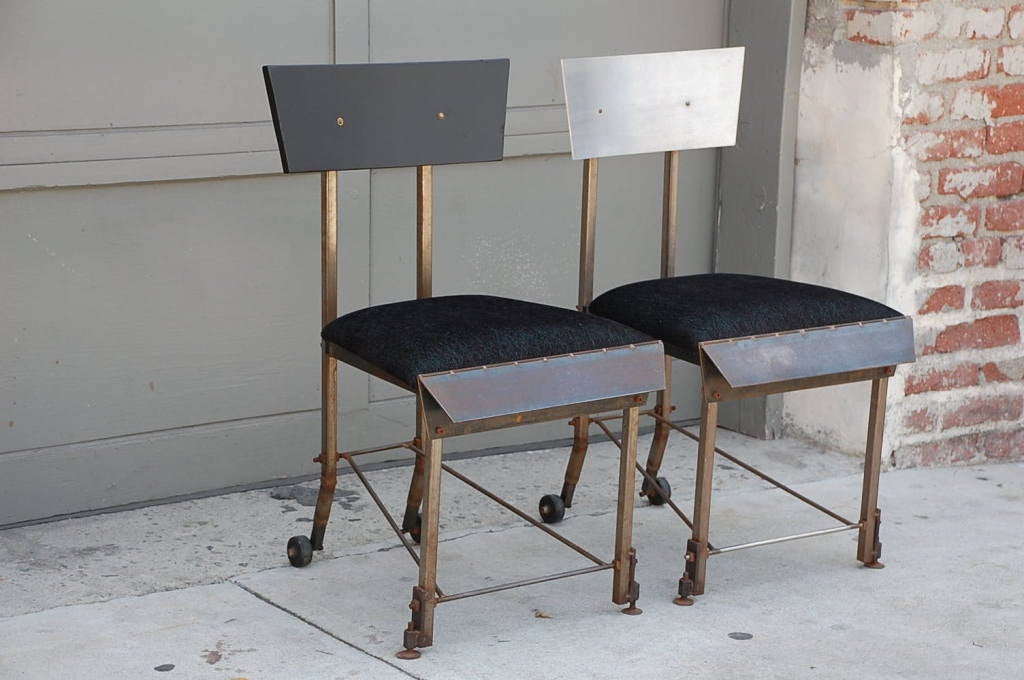 Steel Set of 8 one-of-a-kind modernist dining chairs For Sale