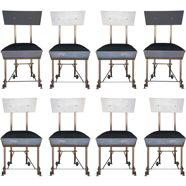 Set of 8 one-of-a-kind modernist dining chairs For Sale