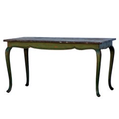Large painted wood and zinc baroque style center / work table