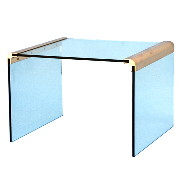 Gilt bronze and glass side table by Pace Collection For Sale
