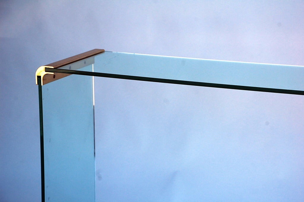 Modern Glass and Gilt Bronze Console / Sofa Table by Pace Collection