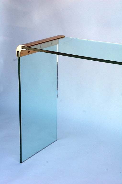 Glass and Gilt Bronze Console / Sofa Table by Pace Collection In Excellent Condition In Los Angeles, CA