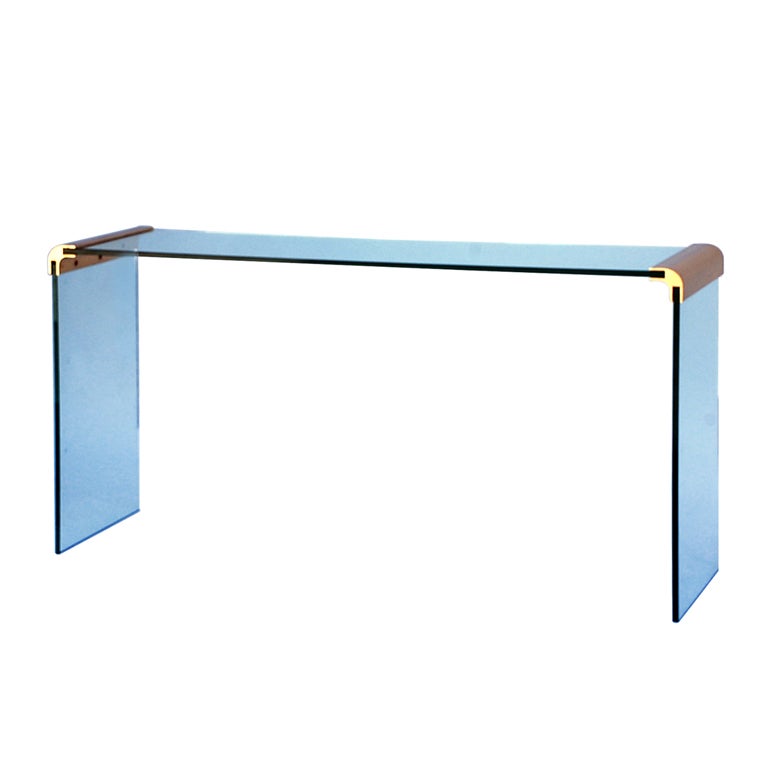 Glass and Gilt Bronze Console / Sofa Table by Pace Collection