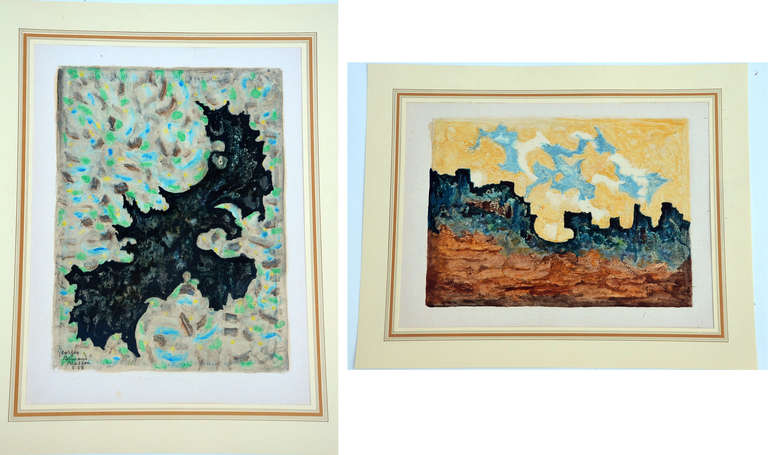 Pair of colorful monotypes by Georges-Armand Masson.
Dimensions: 16