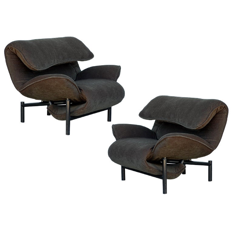 Rare pair of reclining Veranda lounge chairs by Vico Magistretti