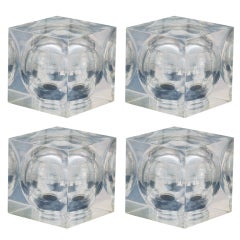 Set of 4 Decorative 70s Lucite Cubes