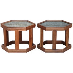 Pair of Hexagonal Side Tables by John Keal for Brown-Saltman