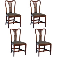 Antique Set of 4 Large Chic English Dining Chairs