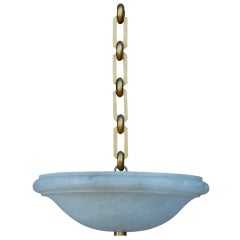 Chic Alabaster Hanging Light with Bronze Chain