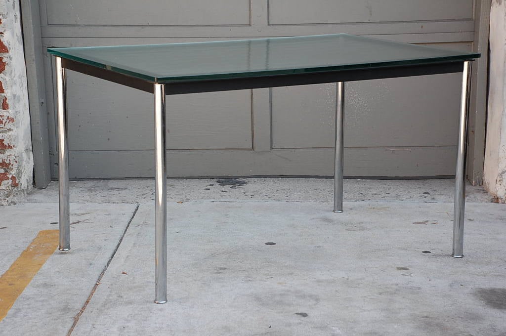 French Signed and numbered Le Corbusier Glass Top Desk