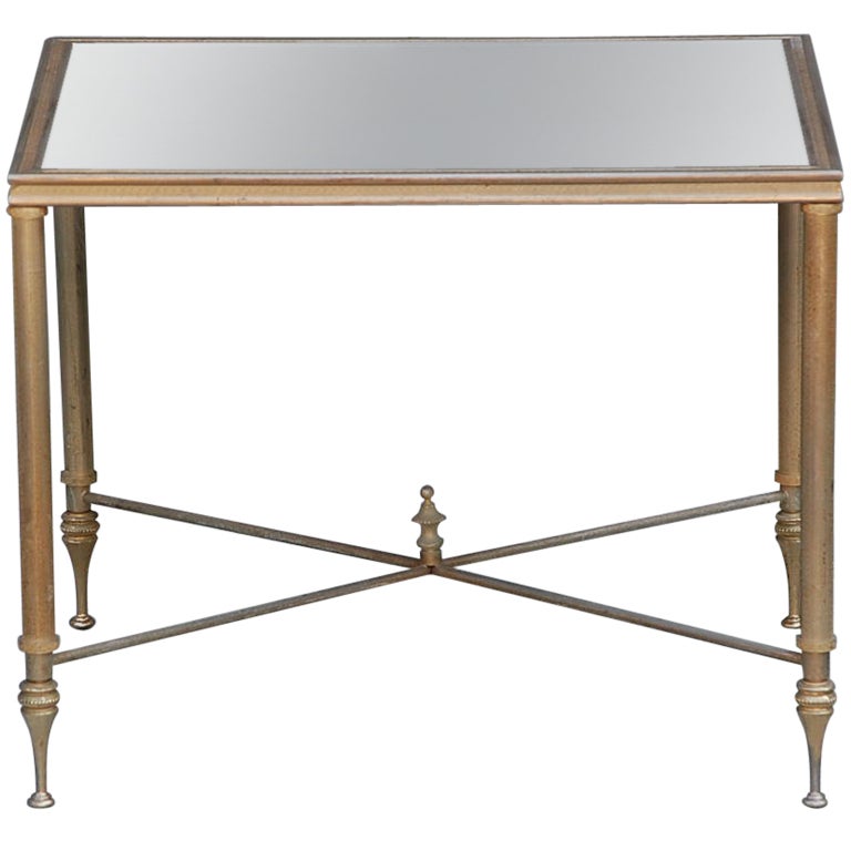 Elegant Gold Side Table with Antique Mirrored Glass For Sale at 1stDibs
