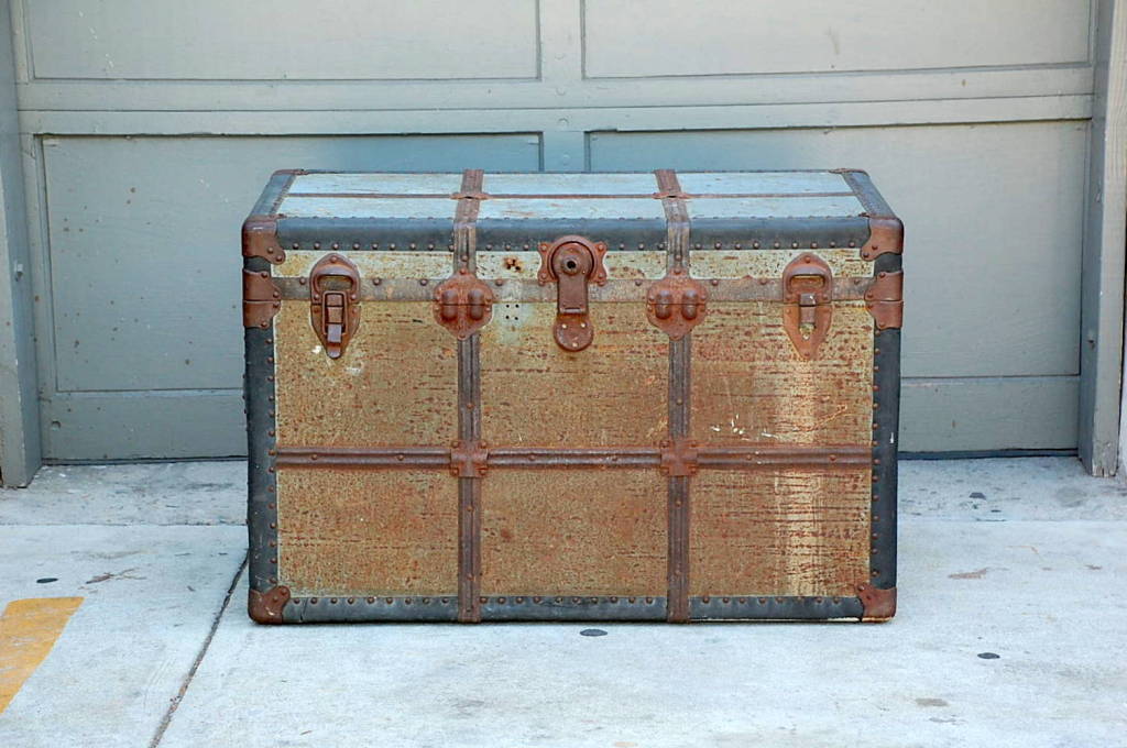 Weathered zinc industrial trunk.