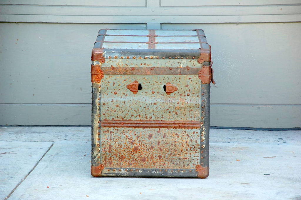 20th Century Weathered Zinc Industrial Trunk