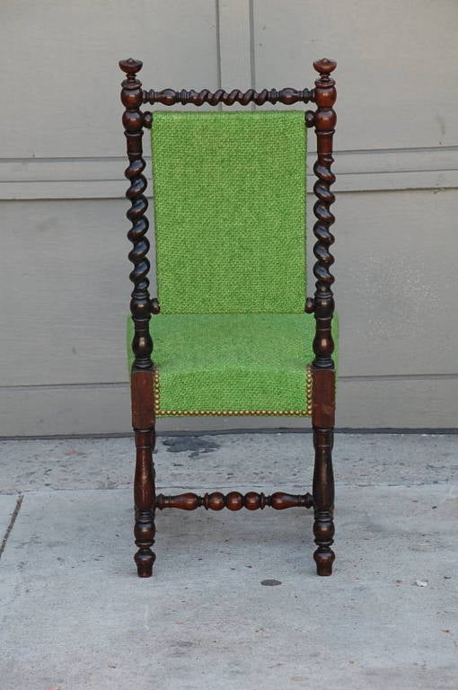 18th Century and Earlier Pair of ornate baroque style turned wood chairs