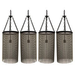 Set of 4 Beaded Chrome Curtain Hanging Lights