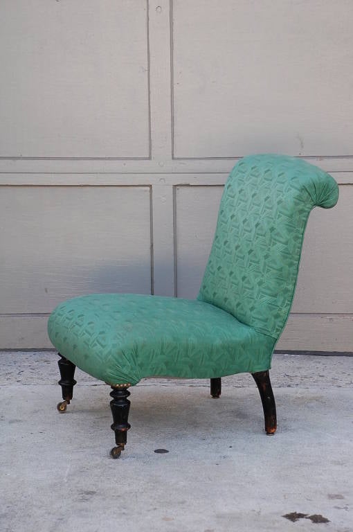 French Small Napoleon III green chauffeuse