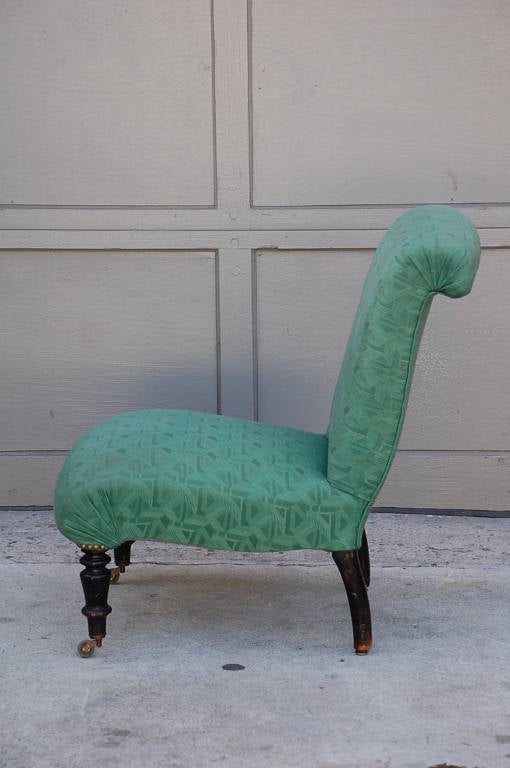 19th Century Small Napoleon III green chauffeuse