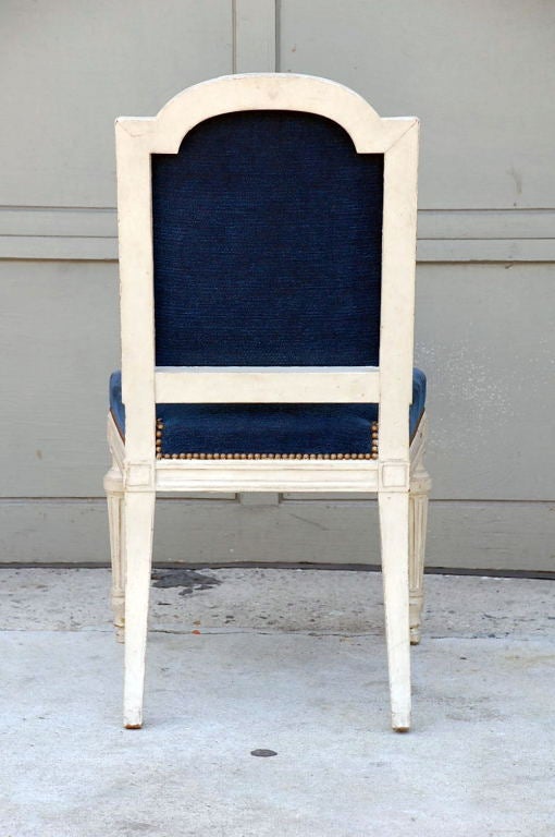 Large Louis XVI Style Blue Velvet Chair 1
