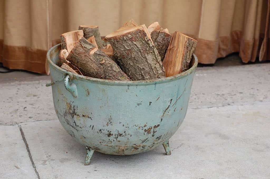 American Large industrial cauldron / firewood holder