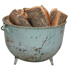 Vintage Large industrial cauldron / firewood holder