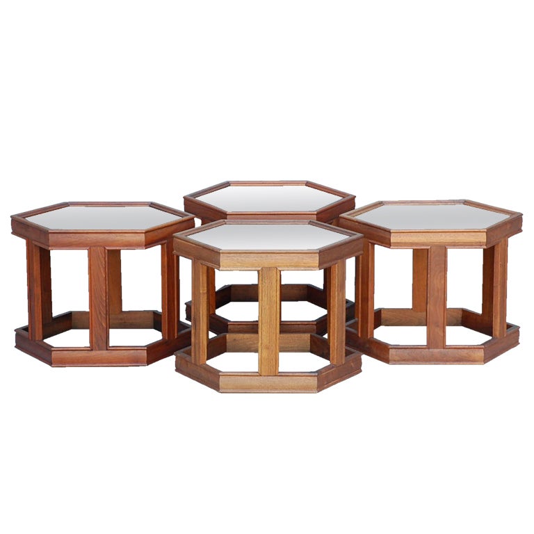 Set of 4 Hexagonal Side Tables by John Keal for BrownSaltman at 1stDibs