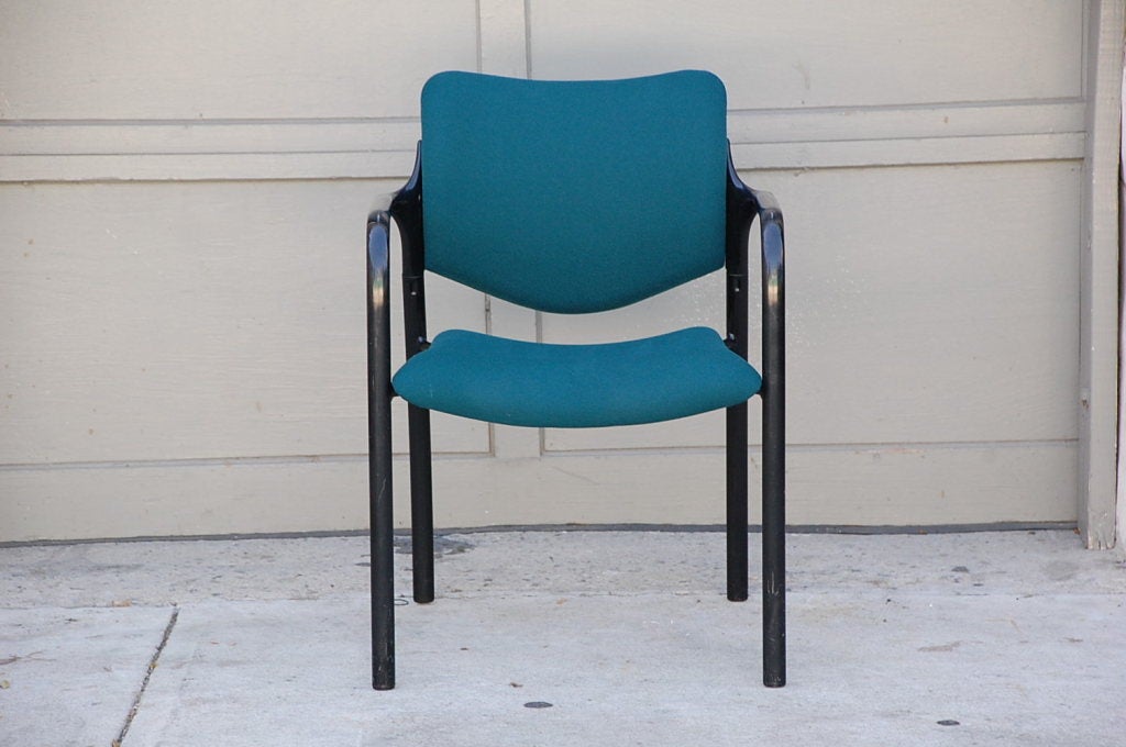 Set of 4 modern dining chairs by Mark Goetz for Herman Miller. Very comfortable. Standard 18 in. seat height. Stackable.