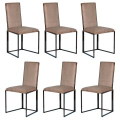Set of 6 minimalistic French 70's dining chairs