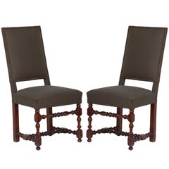Pair of classic turned wood Louis XIII style side chairs